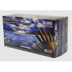 PACK OF 1: 90/BOX, XX-LARGE, BLACK Adenna Dark Light 9 mil Nitrile Powder Free Exam Gloves 