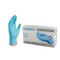 Ammex Nitrile Gloves - Small , Disposable , Exam Grade , Blue, Powder Free , Smooth , Polymer Coated , 100/bx