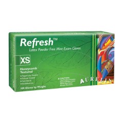 Supermax Aurelia Refresh - Powder-free latex exam gloves with a peppermint scent - SMALL ( Teal ) 1 Box of 100