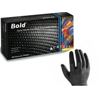 Bold Nitrile Powder-Free Examination Gloves 100/box- SMALL ( Black )