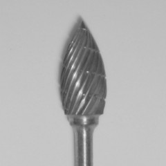 Buffalo Dental TOUGH Carbide Lab burs, 3/32″ Shank Flame (63B) Dual Cut Regular HP Carbide Bur