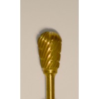 Buffalo Dental Gold Cap Lab Burs, 3/32″ Shank Pear (53A) TNT-Coated Dual Cut Regular HP Carbide Bur