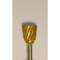 Buffalo Dental Gold Cap Lab Burs, 3/32″ Shank Inverted Cone (73C) TNT-Coated Dual Cut Regular HP Carbide Bur