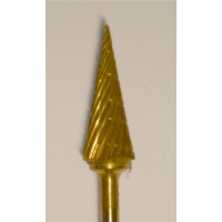 Buffalo Dental Gold Cap Lab Burs, 3/32″ Shank Cone (82T) TNT-Coated Dual Cut Regular HP Carbide Bur 