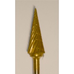 Buffalo Dental Gold Cap Lab Burs, 3/32″ Shank Cone (82T) TNT-Coated Dual Cut Regular HP Carbide Bur 