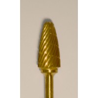 Buffalo Dental Gold Cap Lab Burs, 3/32″ Shank Taper (84T) TNT-Coated Dual Cut Regular HP Carbide Bur
