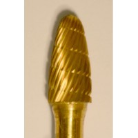 Buffalo Dental Gold Cap Lab Burs 3/8" Taper (A3/8) TNT-Coated Dual Cut Regular Carbide Bur w/ 1/4" Shank