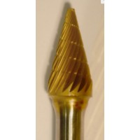 Buffalo Dental Gold Cap Lab Burs 3/8" Cone (B3/8) TNT-Coated Dual Cut Regular Carbide Bur w/ 1/4" Shank