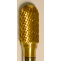 Buffalo Dental Gold Cap Lab Burs 3/8" Barrel (F3/8) TNT-Coated Dual Cut Regular Carbide Bur w/ 1/4" Shank