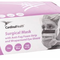 CardinalHealth ASTM Level 3 Surgical Mask with Anti - Fog Foam strip tie Back 50 Mask / Box - Mediterranean Blue
