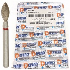 DEFEND DIAMOND BURS FOOTBALL #368-018C COARSE RED 10/PK