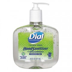 Dial® Professional Antibacterial Gel Hand Sanitizer w/Moisturizers, 16oz Pump, Fragrance-Free