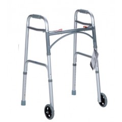 Dynarex Junior Two Button Folding Walker with 5inch Wheels, (25.5”-32.5”), 1pc/bag,4bags/cs