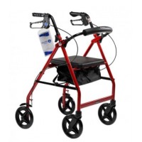 Dynarex DynaGo Quad 8 - Aluminum Rollator with 7.5inch Wheels, Red, 1pc/cs