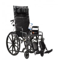 Dynarex DynaRide Reclining Wheelchair 16x16inch w/ Detach Desk Arm E , Silver Vein , 1pc/cs