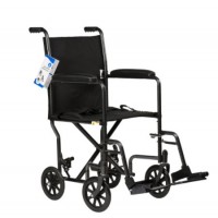 Dynarex DynaRide Transport Wheelchair 19 inch - Fixed Full Arm with F , Silver Vein , 1pc/cs
