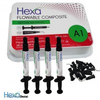 Hexa Flowable Composite Light Cure , Low Viscosity, Kit 4 Syringes, A1, HF-3001