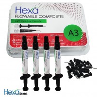 Hexa Flowable Composite Light Cure , Low Viscosity, Kit 4 Syringes, A3, HF-3003