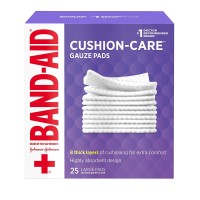Band-Aid Brand Cushion Care Non-Stick Gauze Pads, Individually-Wrapped, Large, 4 in x 4 in, 25 ct 