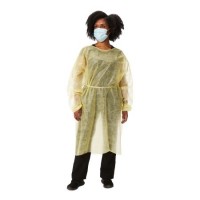 Cypress Protective Procedure Gown McKesson One Size Fits Most Yellow NonSterile Disposable GOWN, ISO FULL ELASCUF LF YLW (10/PK)