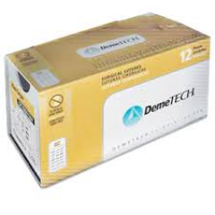 DemeTECH 3/0, 30" (75cm) Chromic Catgut Absorbable Suture with Reverse Cutting DFS-2 Needle (3/8