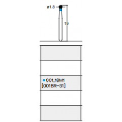 Osung Laminate/ Depth Orientation Ball Round FG Shank 001-18M1 (001BR-31) Medium Grit 5/PK