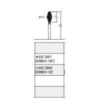 Osung Crown Posterior/ Occlusal Reduction Double Conical FG Shank 037-35F1 (039EX-12F) Fine Grit Diamond Bur 5/PK