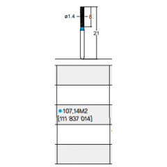 Osung Crown Anterior/ Labial, Axial, Lingual Axial Reduction and Margin Shoulder (Straight) FG Shank 107-14M2 (111 837 014) Medium Grit Diamond Bur 5/PK