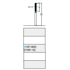 Osung Crown Anterior/ Labial, Axial, Lingual Axial Reduction and Margin Shoulder (Straight) FG Shank 107-14M3 (111SF-12) Medium Grit Diamond Bur 5/PK