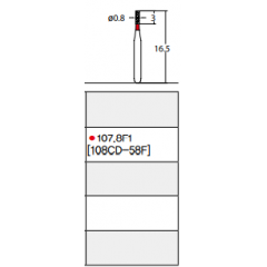 Osung Crown Posterior/ Occlusal Depth Orientation Flat (Straight) FG Shank 107-8F1 (108CD-58F) Fine Grit Diamond Bur 5/PK