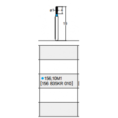 Osung Crown Anterior/ Depth Orientation Flat (Straight) FG Shank 156-10M1 (156 835KR 010) Medium Grit Diamond Bur 5/PK