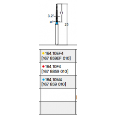 Osung Crown Posterior/ Labial, Axial, Lingual Axial Reduction and Margin/ Proximal Cutting Straight FG Shank 164-10F4 (167 8859 010) Fine Grit Diamond Bur 5/PK