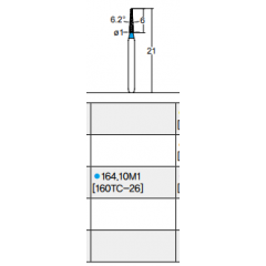 Osung Crown Posterior/ Labial, Axial, Lingual Axial Reduction and Margin/ Proximal Cutting Straight FG Shank 164-10M1(160TC-26) Medium Grit Diamond Bur 5/PK