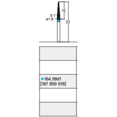 Osung Crown Posterior/ Labial, Axial, Lingual Axial Reduction and Margin/ Proximal Cutting Straight FG Shank 164-18M1 (167 859 018) Medium Grit Diamond Bur 5/PK