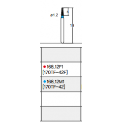 Osung Etcetera Flat (Taper) FG Shank 168-12F1 (170TF-42F) Fine Grit Diamond Bur 5/PK
