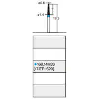 Osung Etcetera Flat (Taper) FG Shank 168-14M3S (171TF-S20) Medium Grit Diamond Bur 5/PK