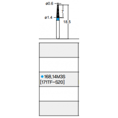 Osung Etcetera Flat (Taper) FG Shank 168-14M3S (171TF-S20) Medium Grit Diamond Bur 5/PK