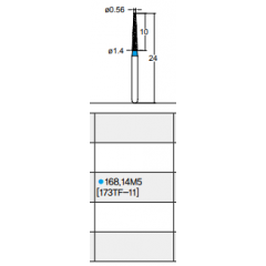 Osung Crown Anterior/ Labial, Axial, Lingual Axial Reduction and Margin Shoulder (Taper) FG Shank 168-14M5 (173TF-11) Medium Grit Diamond Bur 5/PK