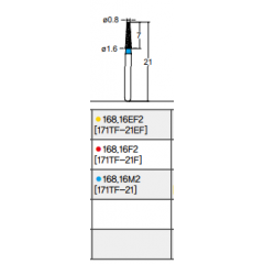 Osung Crown Anterior/ Labial, Axial, Lingual Axial Reduction and Margin Shoulder (Taper) FG Shank 168-16EF2 (171TF-21EF) Extra Fine (Super Fine) Grit Diamond Bur 5/PK