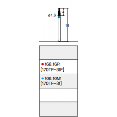 Osung Etcetera Flat (Taper) FG Shank 168-16F1 (170TF-31F) Fine Grit Diamond Bur 5/PK
