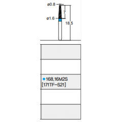 Osung Etcetera Flat (Taper) FG Shank 168-16M2S (171TF-S21) Medium Grit Diamond Bur (847-016M) 5/PK