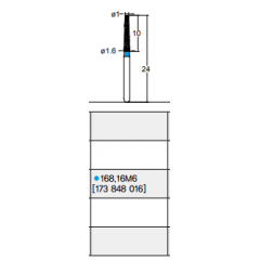 Osung Crown Anterior/ Labial, Axial, Lingual Axial Reduction and Margin Shoulder (Taper) FG Shank 168-16M6 (173 848 016) Medium Grit Diamond Bur 5/PK