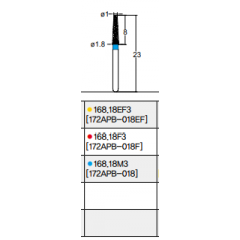 Osung Crown Anterior/ Labial, Axial, Lingual Axial Reduction and Margin Shoulder (Taper) FG Shank 168-18EF3 (172APB-018EF) Extra Fine (Super Fine) Grit Diamond Bur 5/PK