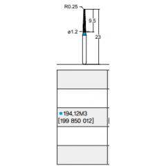 Osung Laminate/ Labial Reduction Chamfer (Taper) FG Shank 194-12M3 (199 850-012) Medium Grit Diamond Bur (856-012M) 5/PK