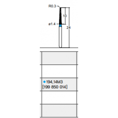 Osung Laminate/ Labial Reduction Chamfer (Taper) FG Shank 194-14M3 (199 850 014) Medium Grit Diamond Bur 5/PK