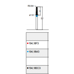 Osung Crown Posterior/ Labial, Axial, Lingual Axial Reduction and Margin Chamfer (Taper) FG Shank 194-18M3 Medium Grit Diamond Bur 5/PK