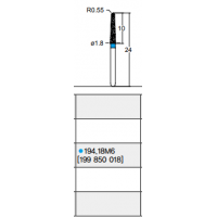 Osung Crown Anterior/ Labial, Axial, Lingual Axial Reduction and Margin Chamfer (Taper) FG Shank 194-18M6(199 850 018) Medium Grit Diamond Bur 5/PK