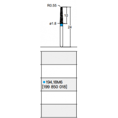 Osung Crown Anterior/ Labial, Axial, Lingual Axial Reduction and Margin Chamfer (Taper) FG Shank 194-18M6(199 850 018) Medium Grit Diamond Bur 5/PK