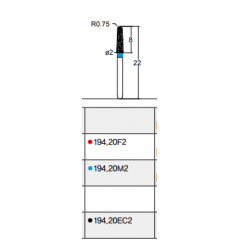Osung Crown Posterior/ Labial, Axial, Lingual Axial Reduction and Margin Chamfer (Taper) FG Shank 194-20M2 Medium Grit Diamond Bur 5/PK
