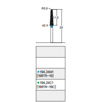 Osung Crown Posterior/ Labial, Axial, Lingual Axial Reduction and Margin Chamfer (Taper) FG Shank 194-24C1 (199TR-19C) Coarse Grit Diamond Bur 5/PK